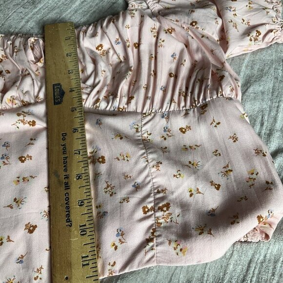 Billabong Womans My Sunshine Crop Top Shirt Soft Pink Large L Romantic Floral - Picture 13 of 13
